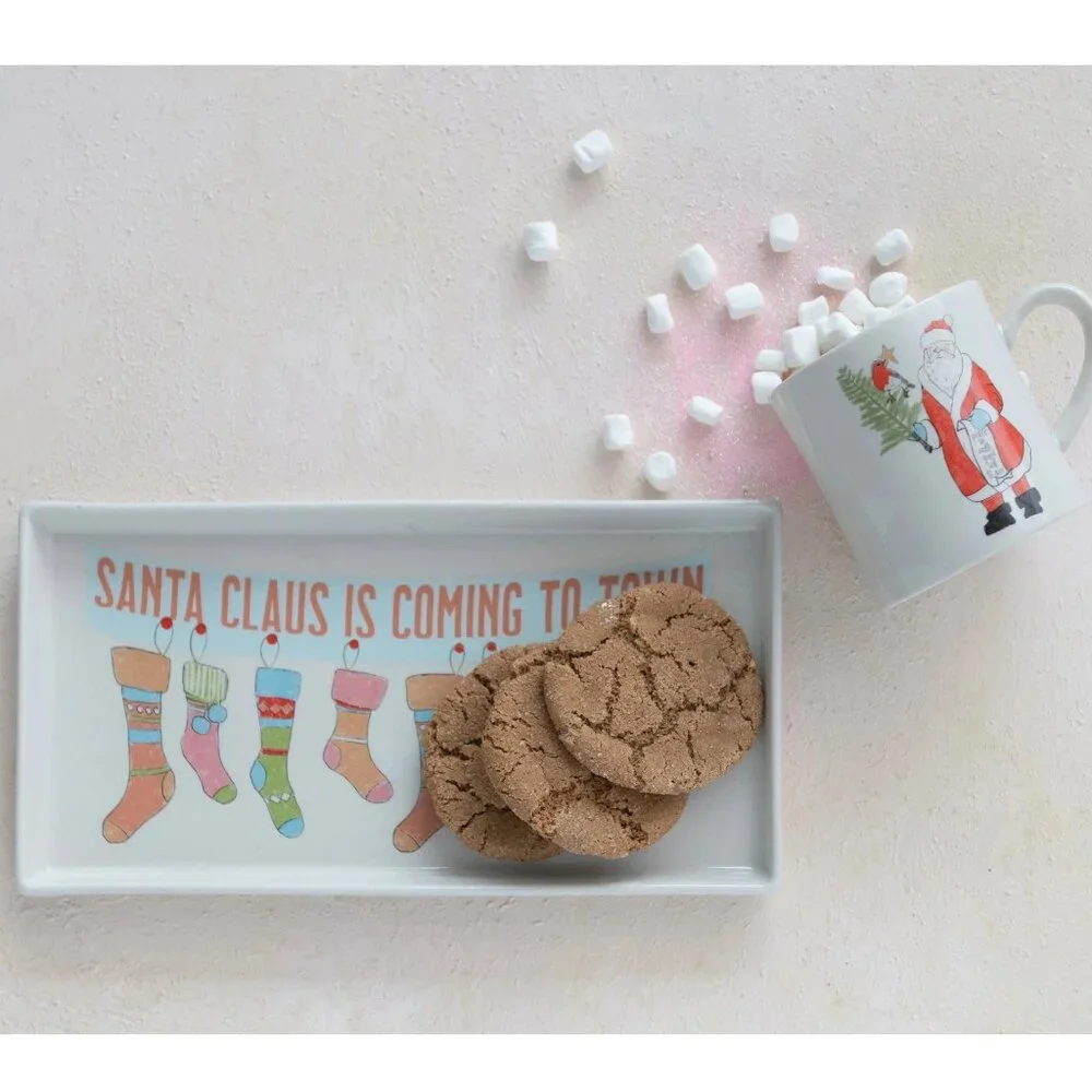 Creative Co-op Santa Stoneware Tray/NWOT